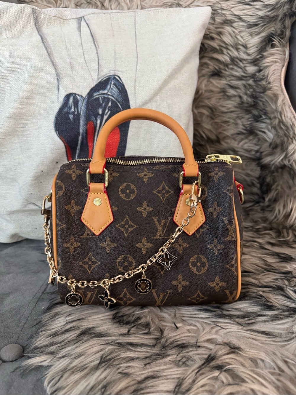 LUX brown monogram inspired speedy 20 handbag